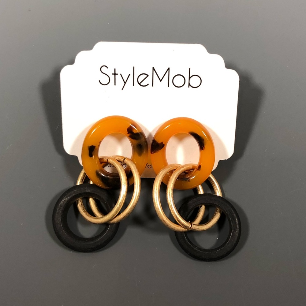 New! Cheetah,matte black,brushed gold earrings.